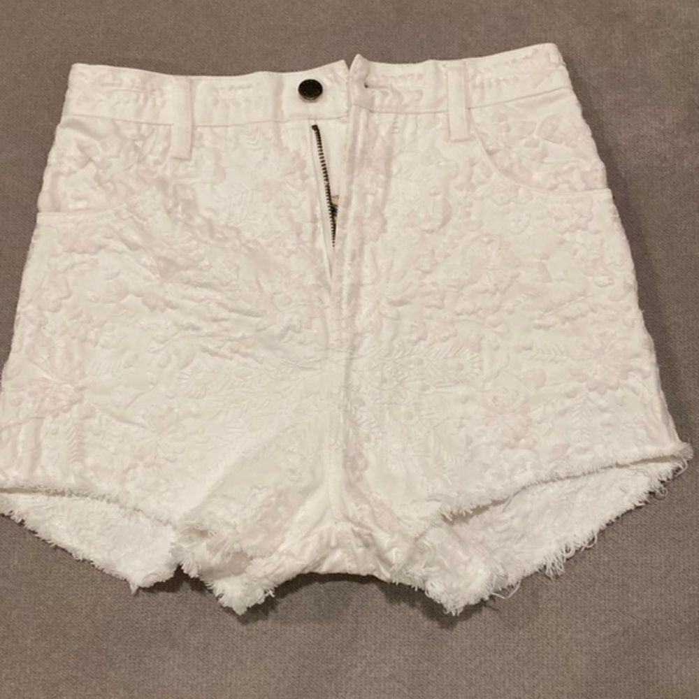 Free People high waisted textured white shorts